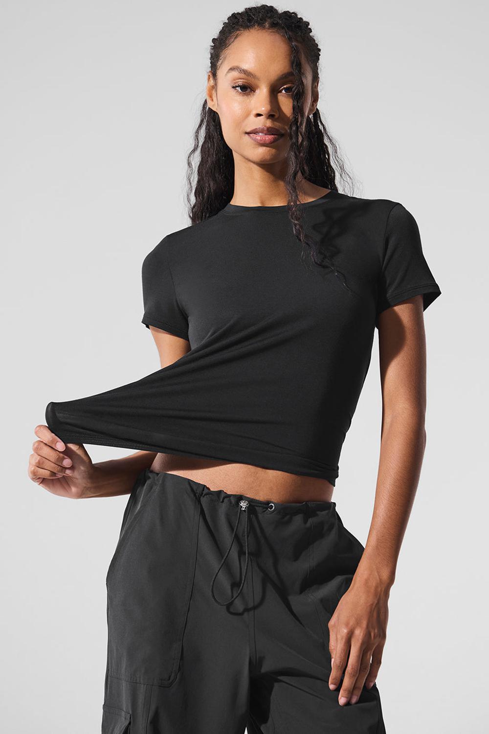 Alo Yoga All Day Naisten Short Sleeve Mustat | Suomi  6490-MULNB