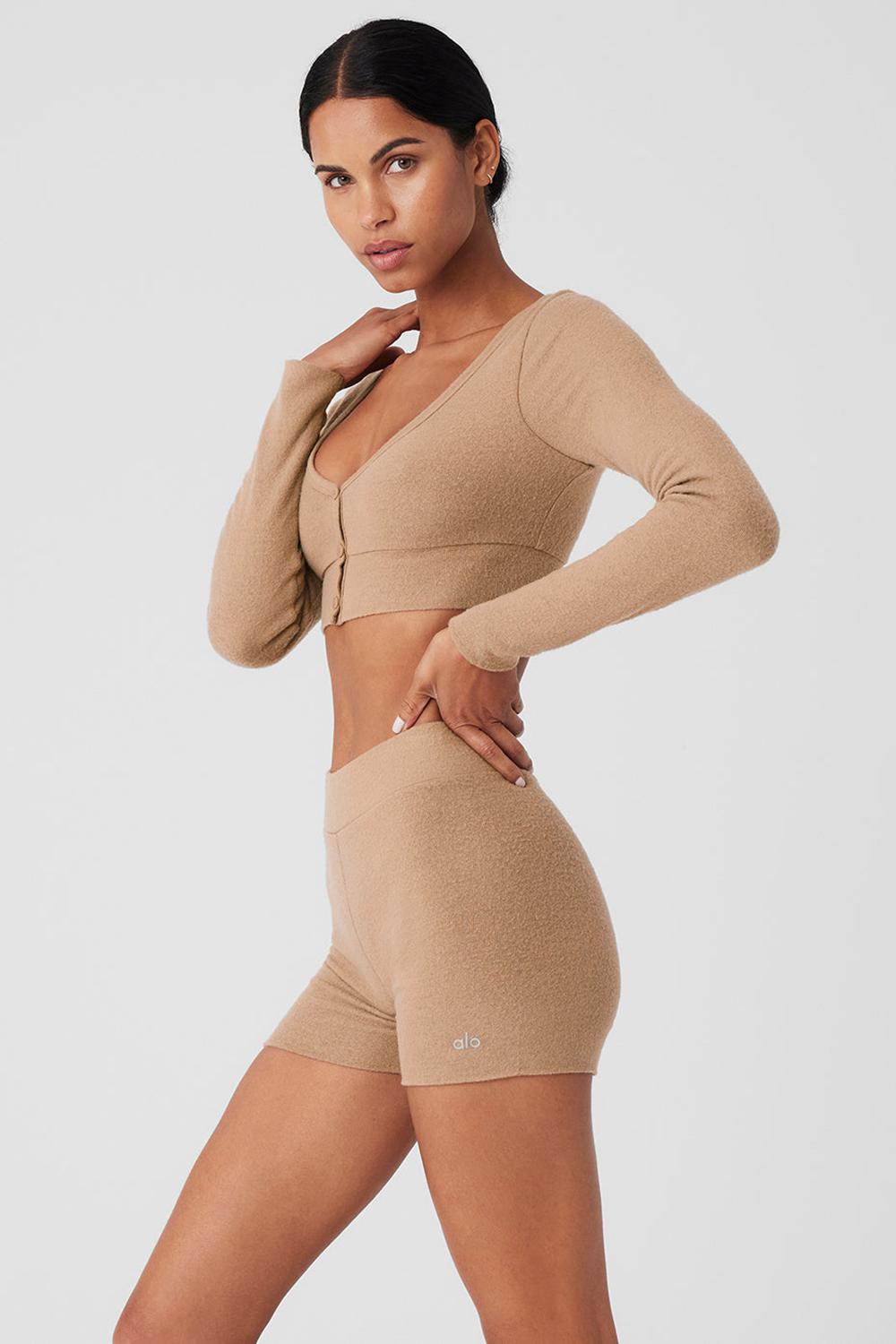 Alo Yoga Alolux Cropped Me Time Naisten Neuletakki Toasted Almond | Suomi  8260-PVYTK