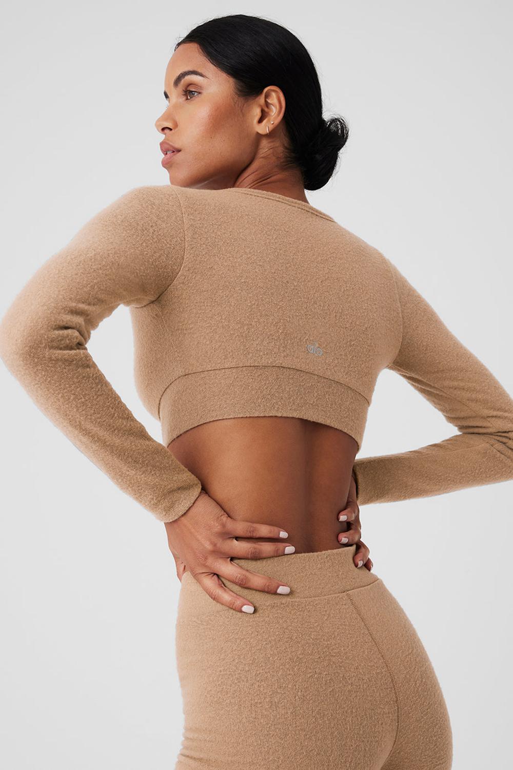 Alo Yoga Alolux Cropped Me Time Naisten Neuletakki Toasted Almond | Suomi  8260-PVYTK