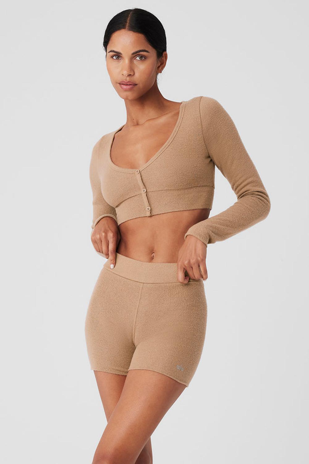 Alo Yoga Alolux Cropped Me Time Naisten Neuletakki Toasted Almond | Suomi  8260-PVYTK