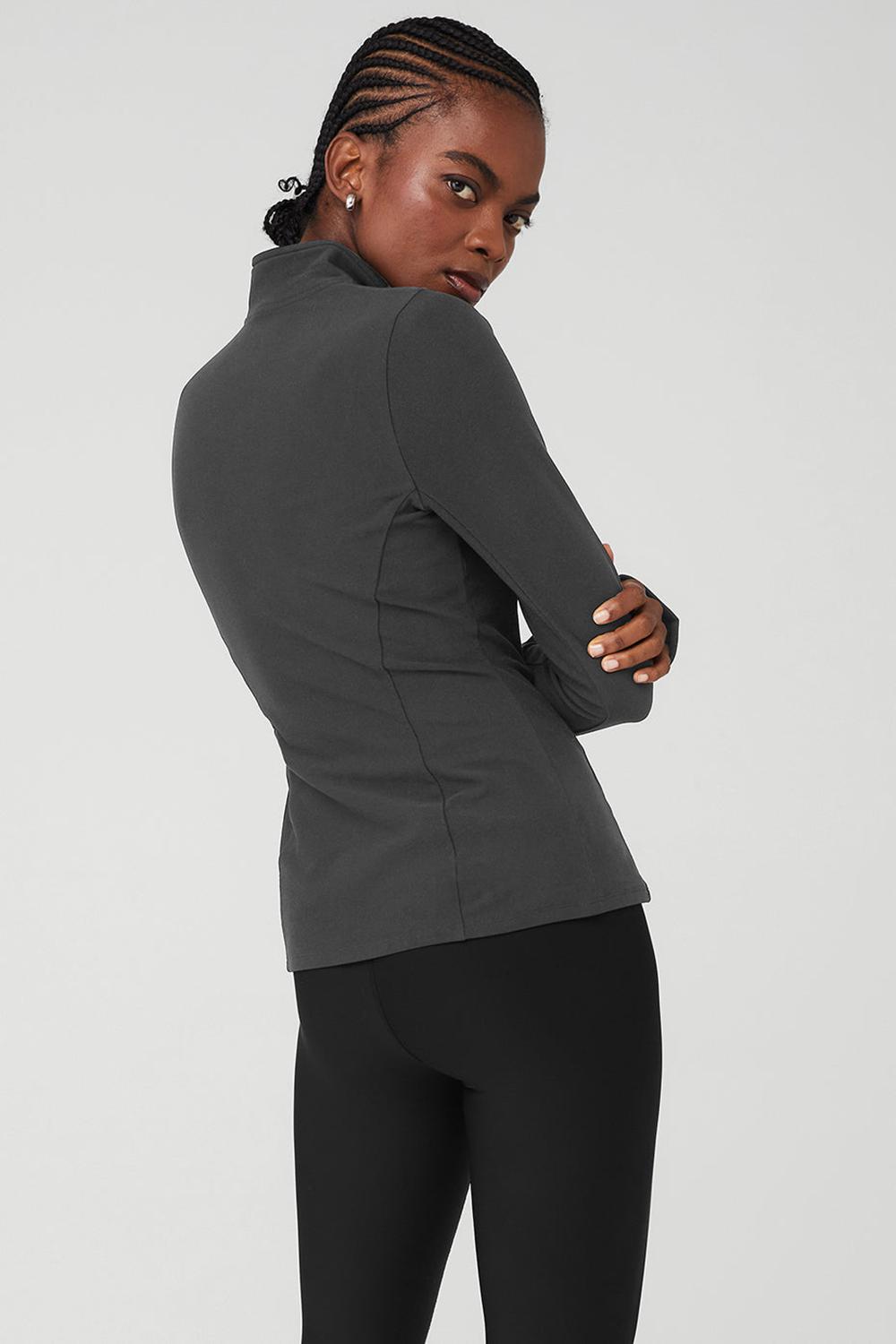 Alo Yoga Alosoft 1/2 Zip Rapid Naisten Villapusero Anthracite | Suomi  9327-QHIAF