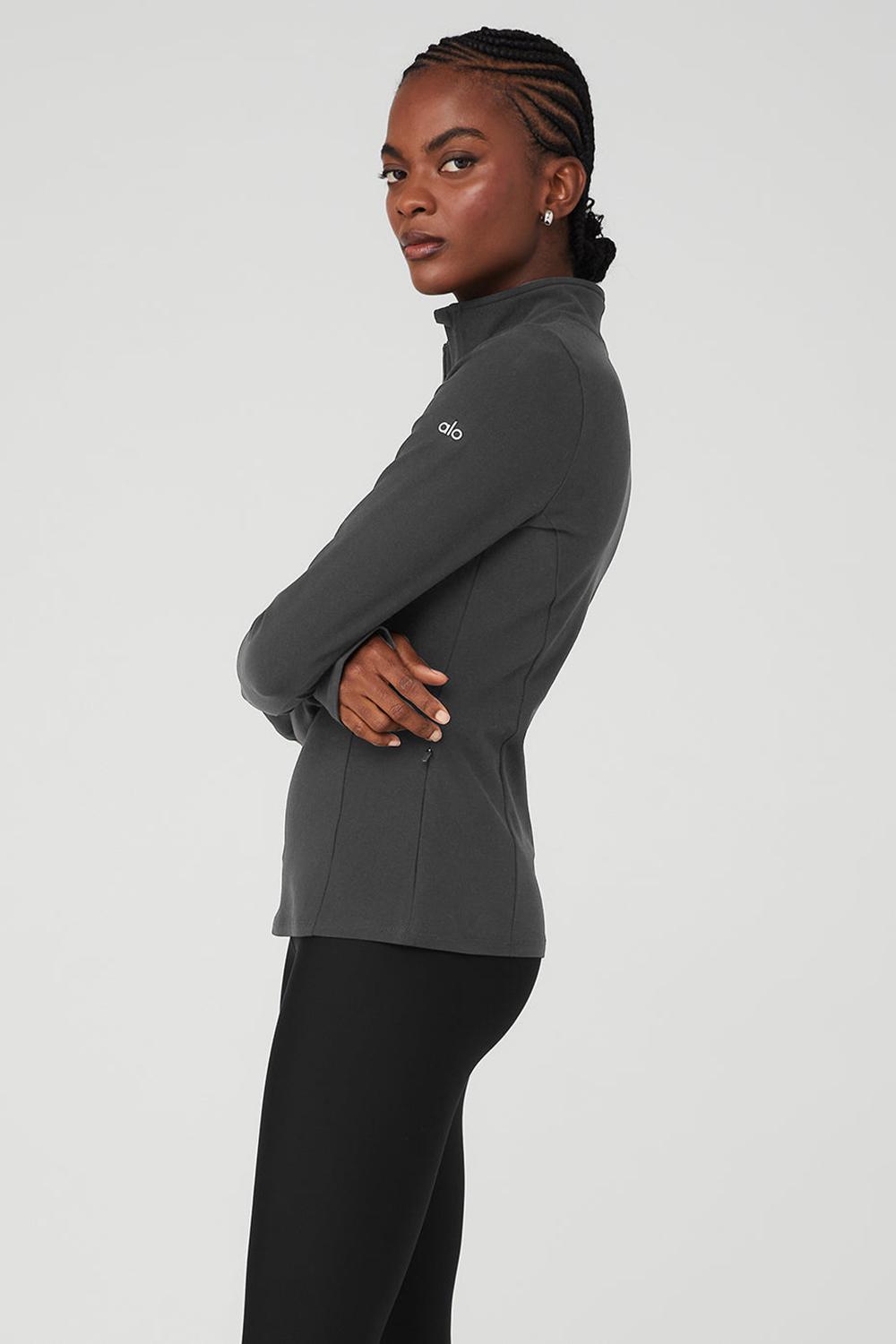 Alo Yoga Alosoft 1/2 Zip Rapid Naisten Villapusero Anthracite | Suomi  9327-QHIAF