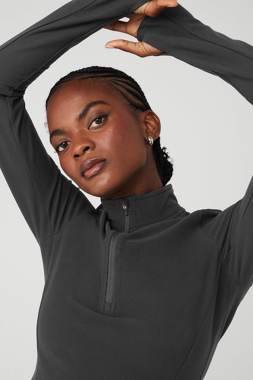 Alo Yoga Alosoft 1/2 Zip Rapid Naisten Villapusero Anthracite | Suomi  9327-QHIAF