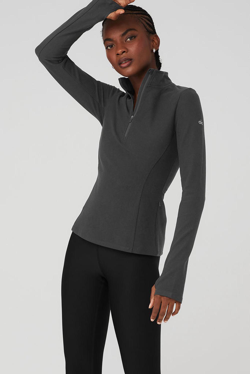 Alo Yoga Alosoft 1/2 Zip Rapid Naisten Villapusero Anthracite | Suomi  9327-QHIAF