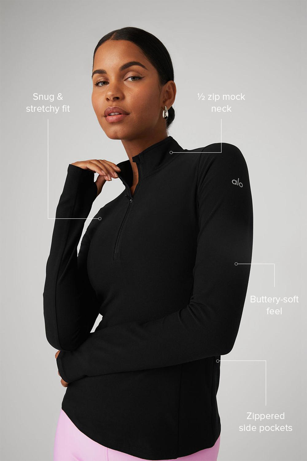 Alo Yoga Alosoft 1/2 Zip Rapid Naisten Villapusero Mustat | Suomi  8042-ZJLKT