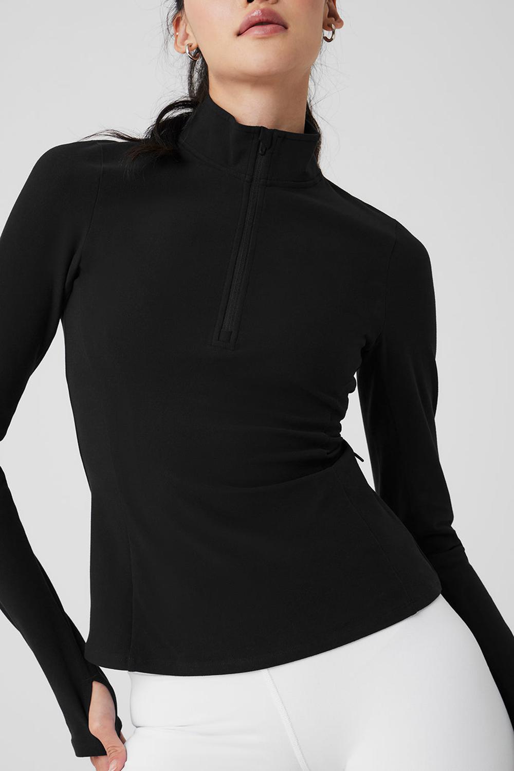 Alo Yoga Alosoft 1/2 Zip Rapid Naisten Villapusero Mustat | Suomi  8042-ZJLKT