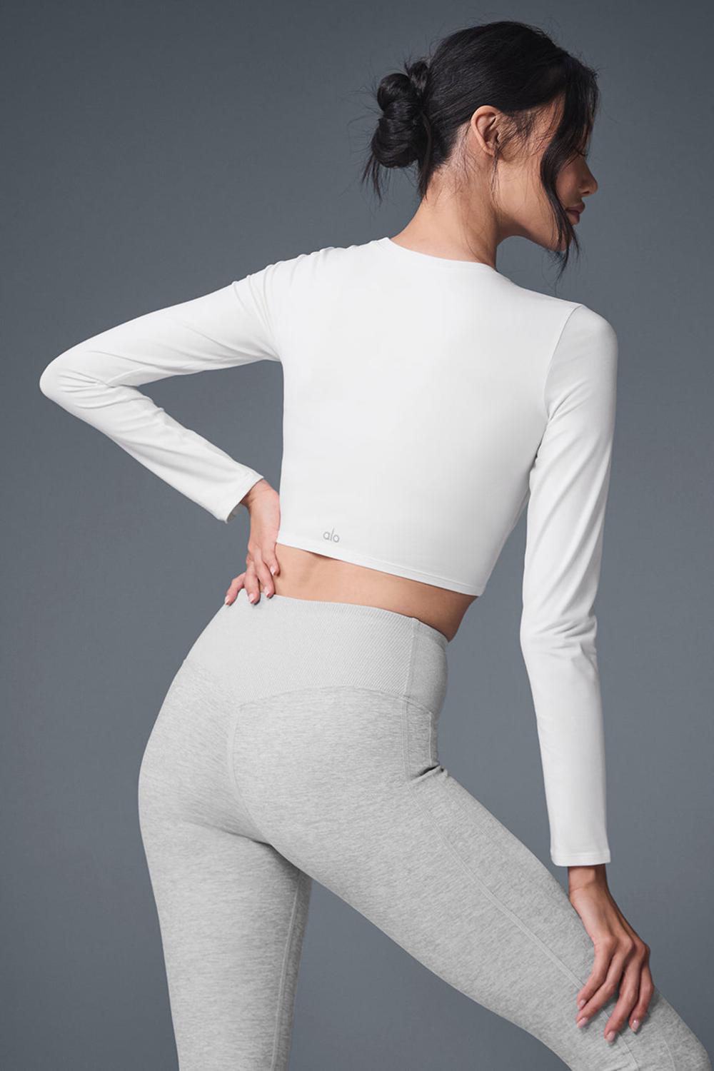 Alo Yoga Alosoft Crop Finesse Naisten Pitkähihainen Valkoinen | Suomi  3982-XJRED