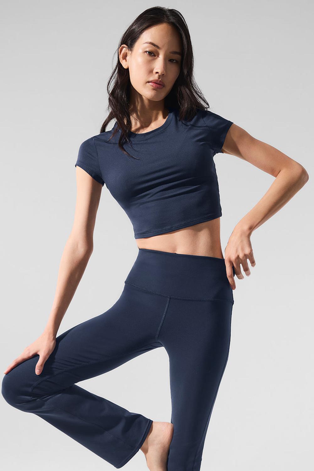 Alo Yoga Alosoft Crop Finesse Naisten Short Sleeve Laivastonsininen | Suomi  3942-HREPX