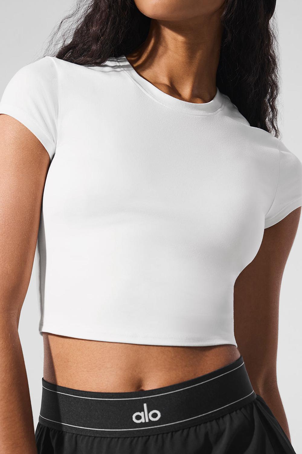 Alo Yoga Alosoft Crop Finesse Naisten Short Sleeve Valkoinen | Suomi  3916-LAMTS