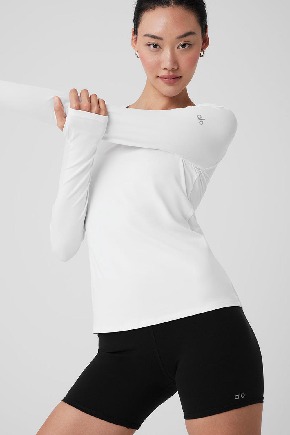 Alo Yoga Alosoft Finesse Naisten Pitkähihainen Valkoinen | Suomi  8206-PJADE
