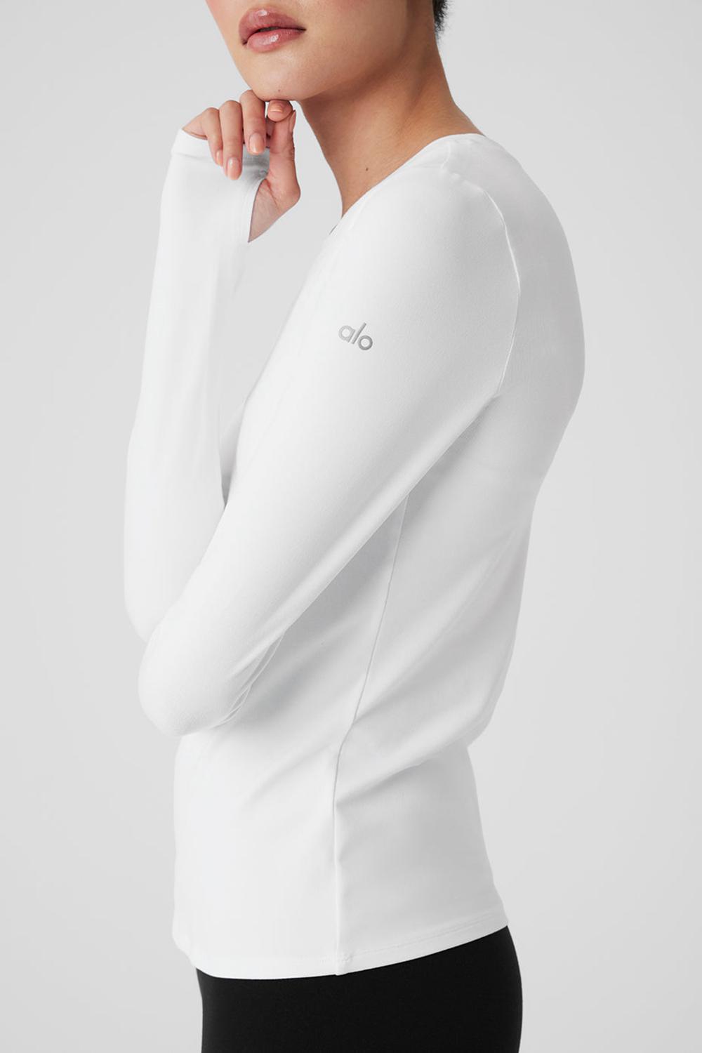 Alo Yoga Alosoft Finesse Naisten Pitkähihainen Valkoinen | Suomi  8206-PJADE