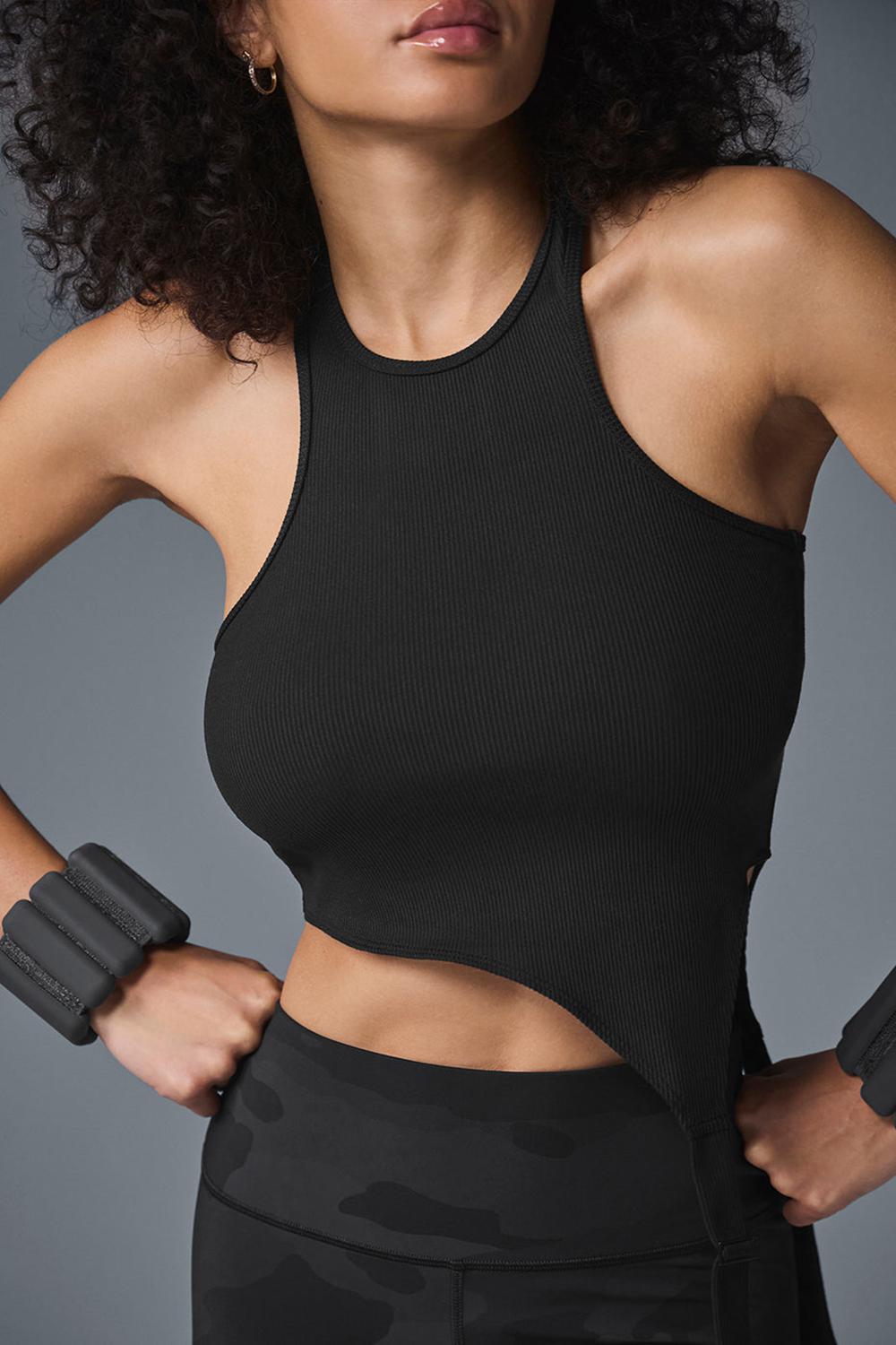 Alo Yoga Alosoft Ribbed Revelation Naisten Juoksupaidat Mustat | Suomi  7801-KUWVT
