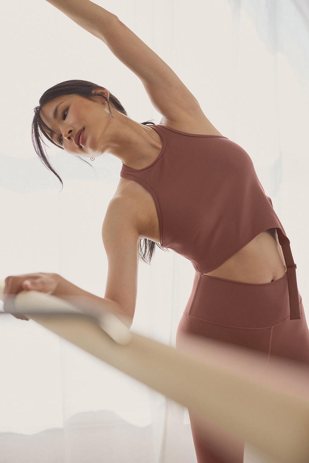 Alo Yoga Alosoft Ribbed Revelation Naisten Juoksupaidat Chestnut | Suomi  8901-OHTYN