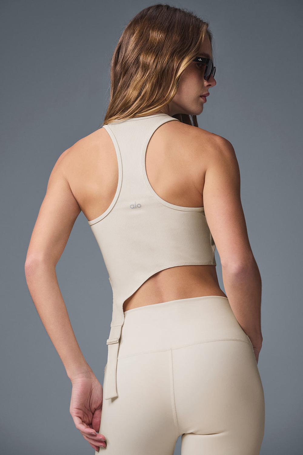Alo Yoga Alosoft Ribbed Revelation Naisten Juoksupaidat Oat Milk | Suomi  6153-GFONP
