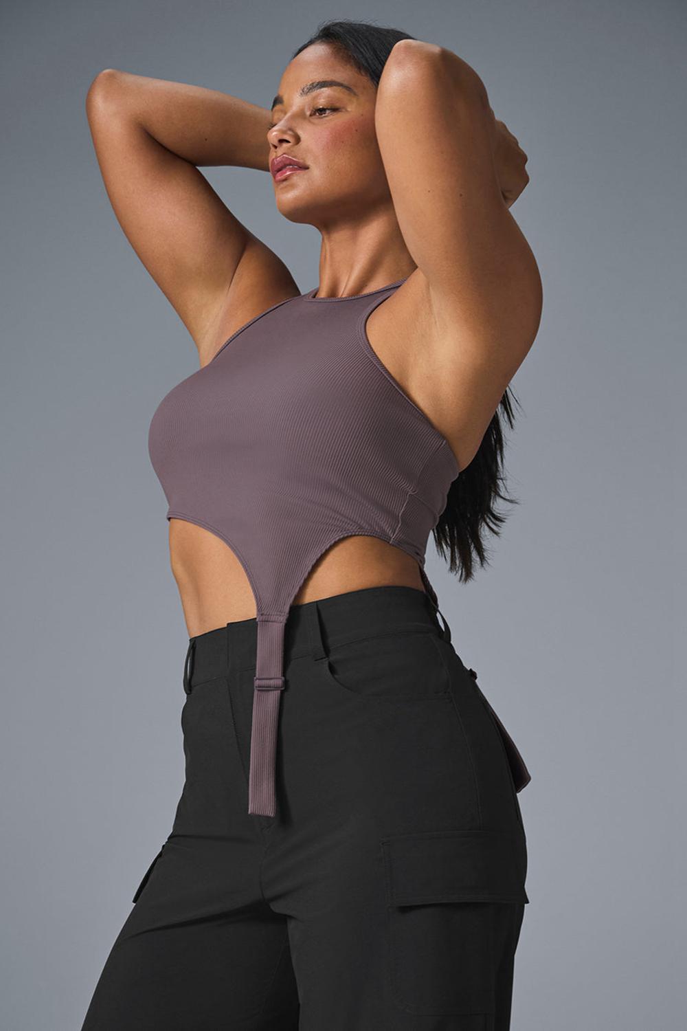 Alo Yoga Alosoft Ribbed Revelation Naisten Juoksupaidat Raisinette | Suomi  7125-EXHVC