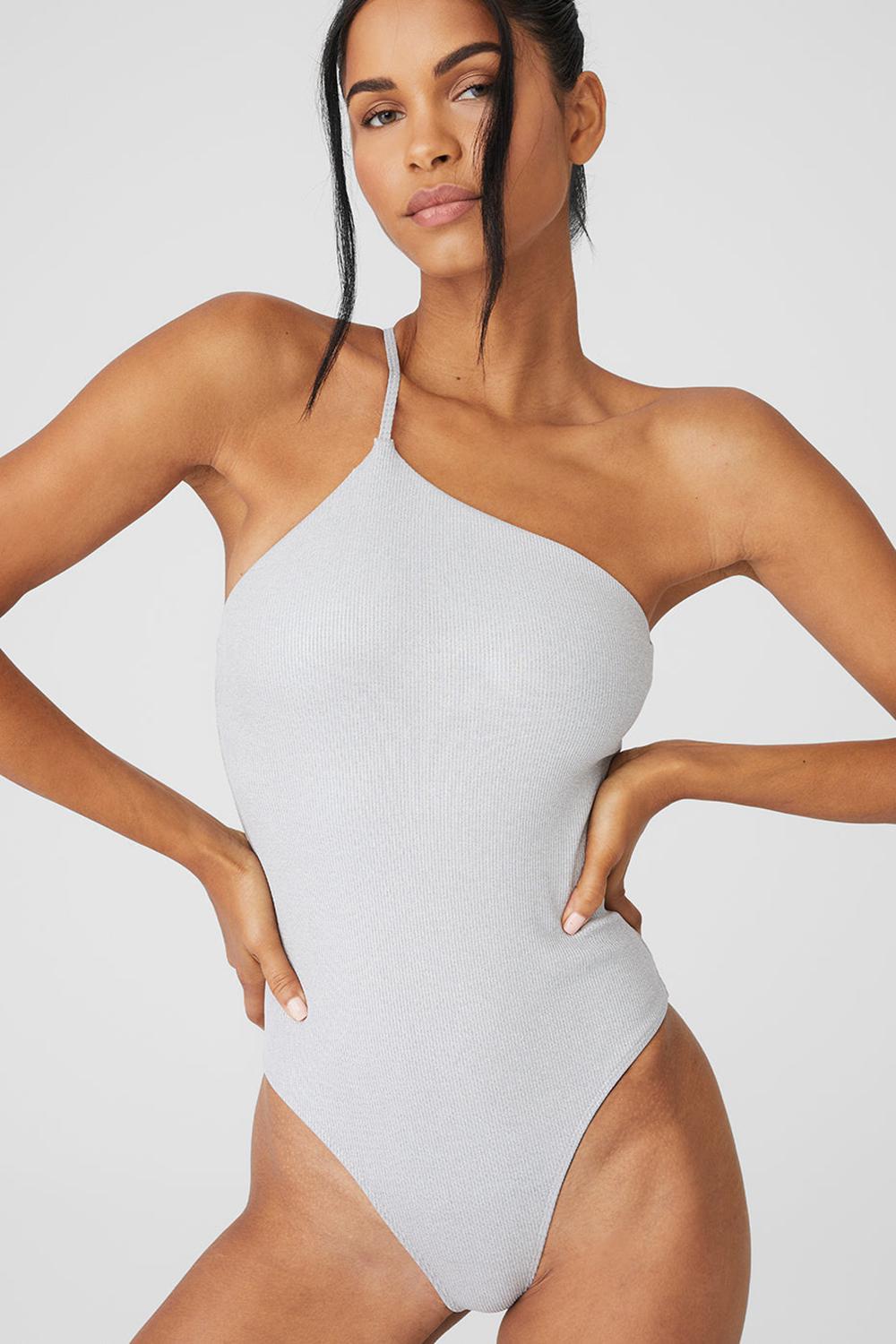 Alo Yoga Alosoft Ribbed Shimmer Plie Naisten Body Vaaleanharmaat | Suomi  4907-EKXTY