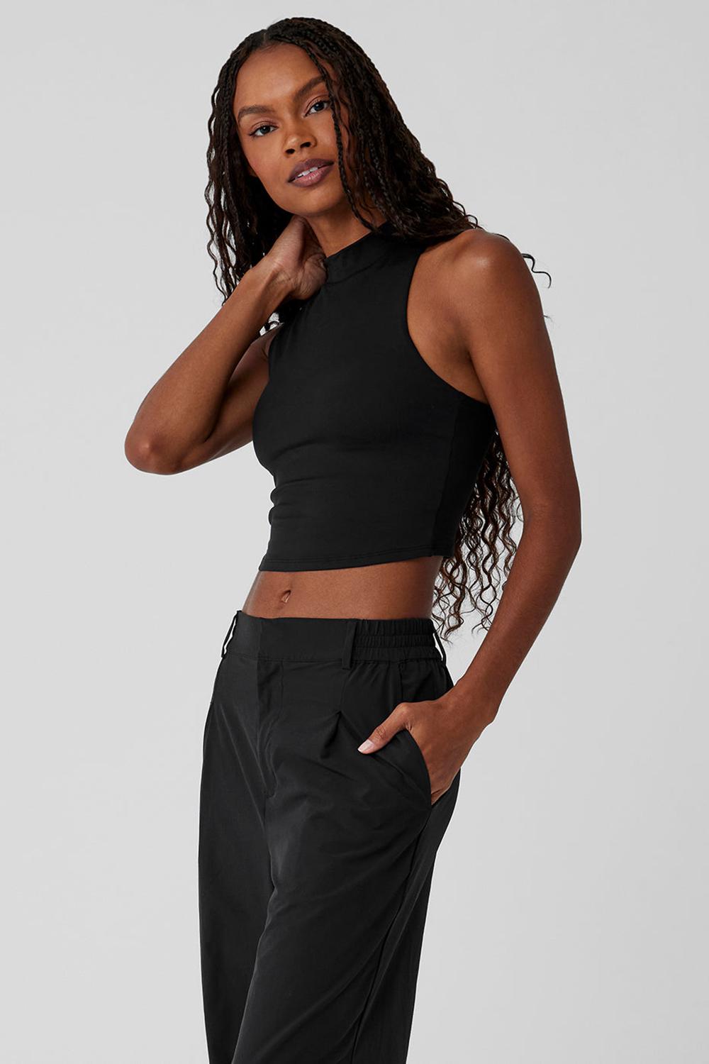 Alo Yoga Alosoft Top That Naisten Bra Tank Mustat | Suomi  7850-BJMOI