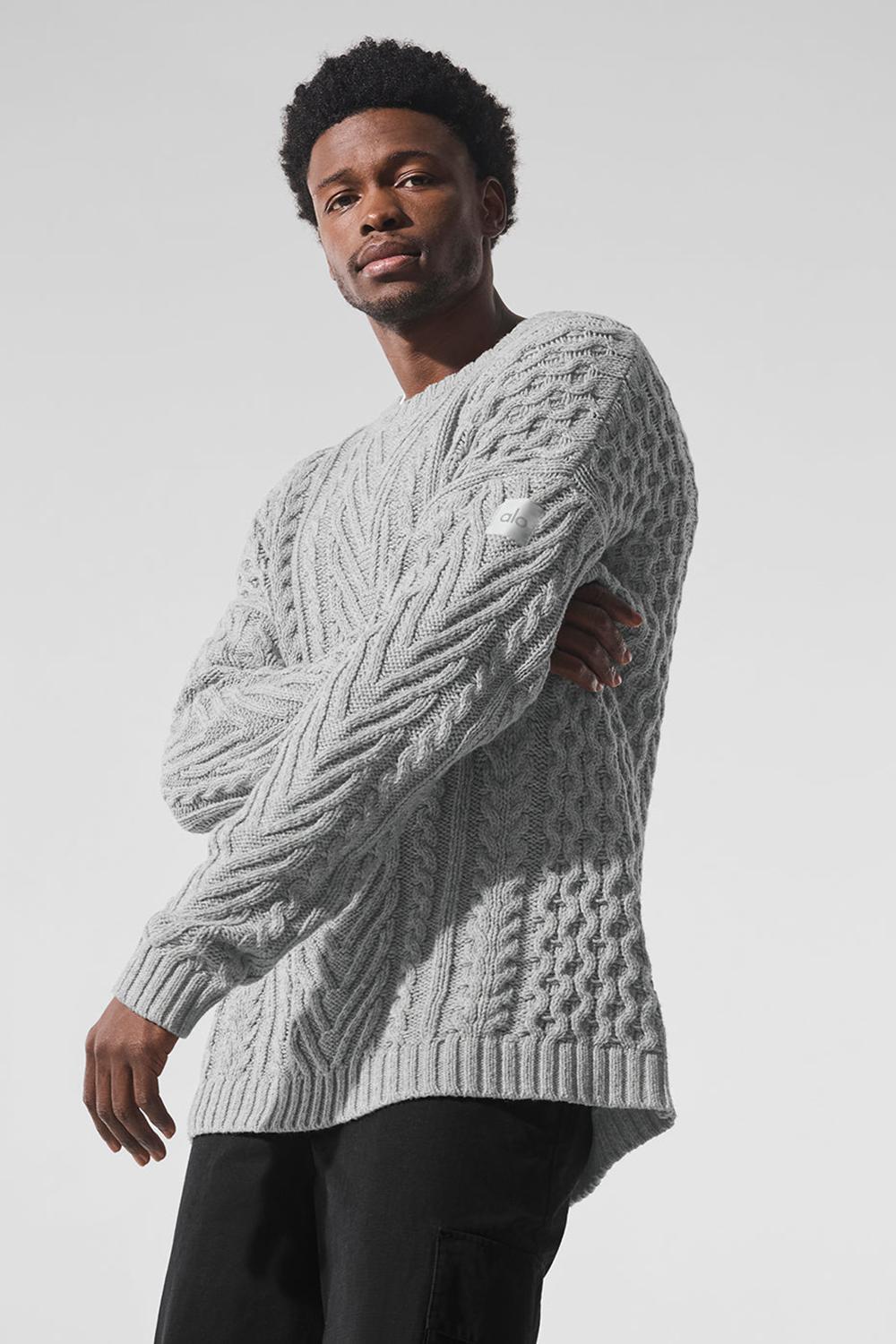 Alo Yoga Cable Knit Crew Neck Miesten Neulepuserot Harmaat | Suomi  9730-LUMIA