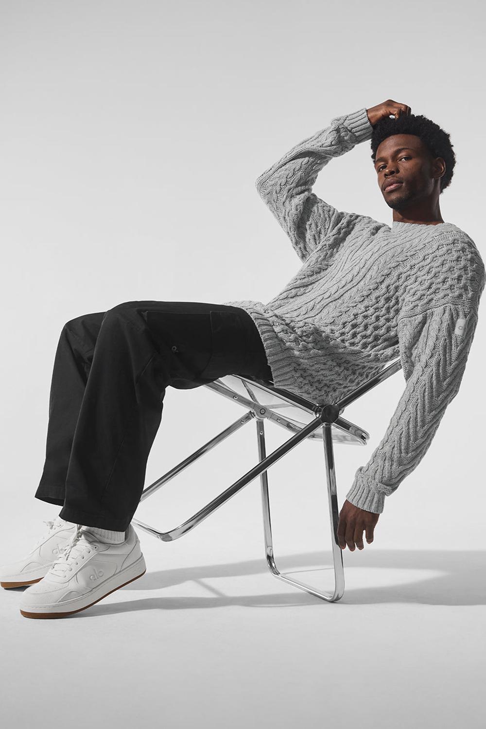 Alo Yoga Cable Knit Crew Neck Miesten Neulepuserot Harmaat | Suomi  9730-LUMIA
