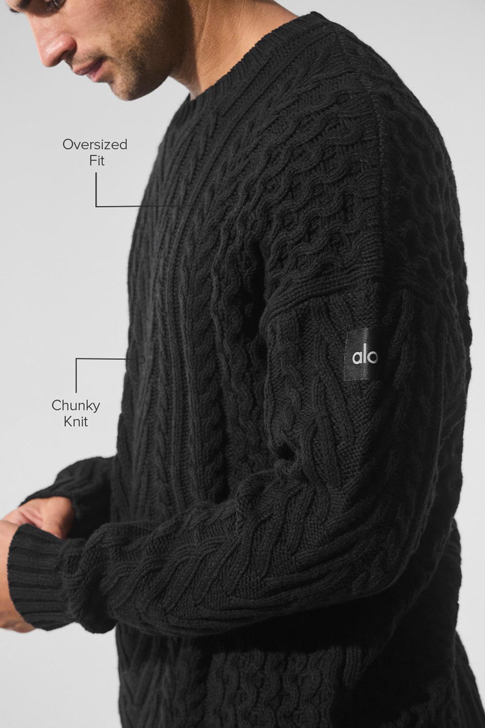 Alo Yoga Cable Knit Crew Neck Miesten Neulepuserot Mustat | Suomi  6342-JZUMX