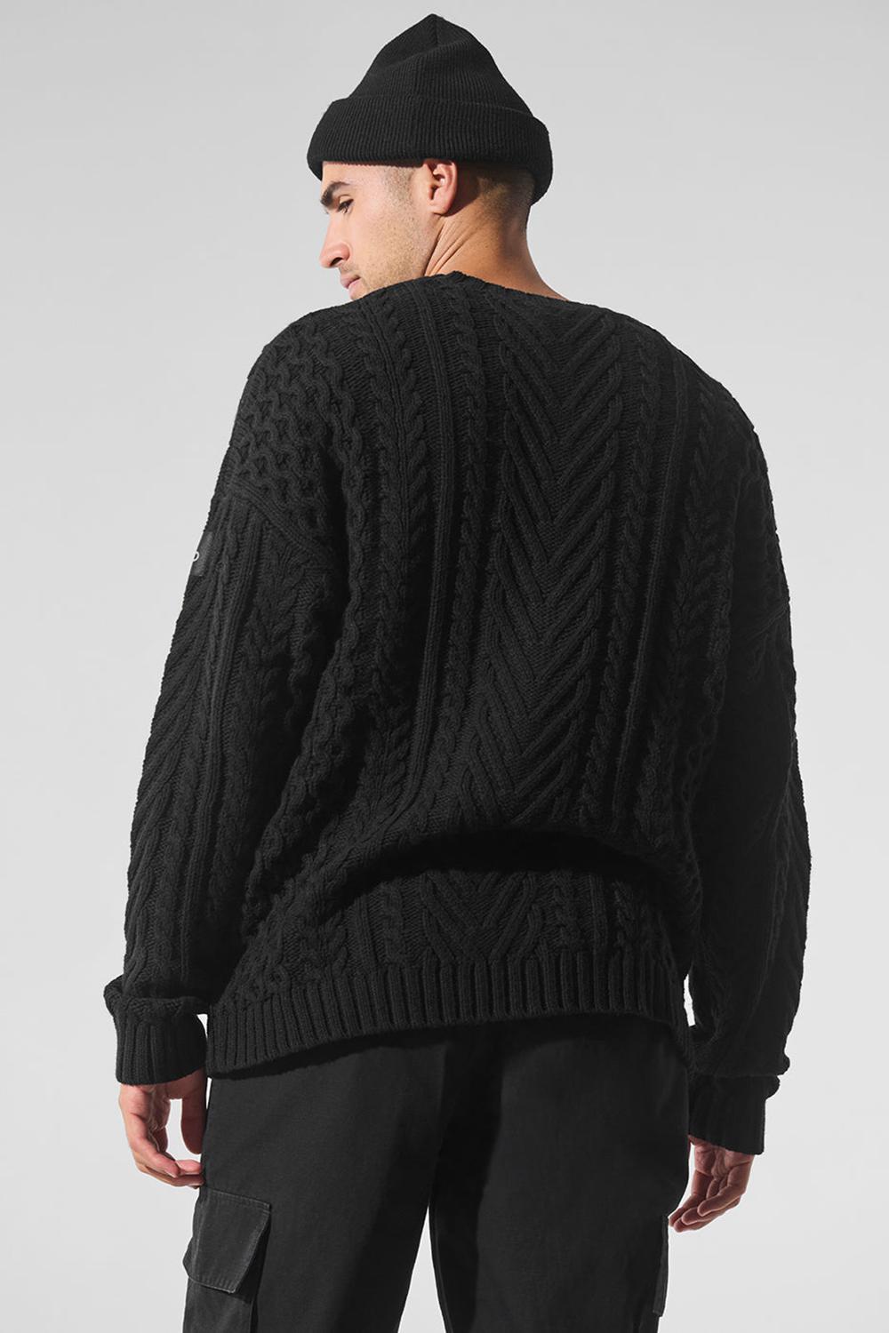 Alo Yoga Cable Knit Crew Neck Miesten Neulepuserot Mustat | Suomi  6342-JZUMX