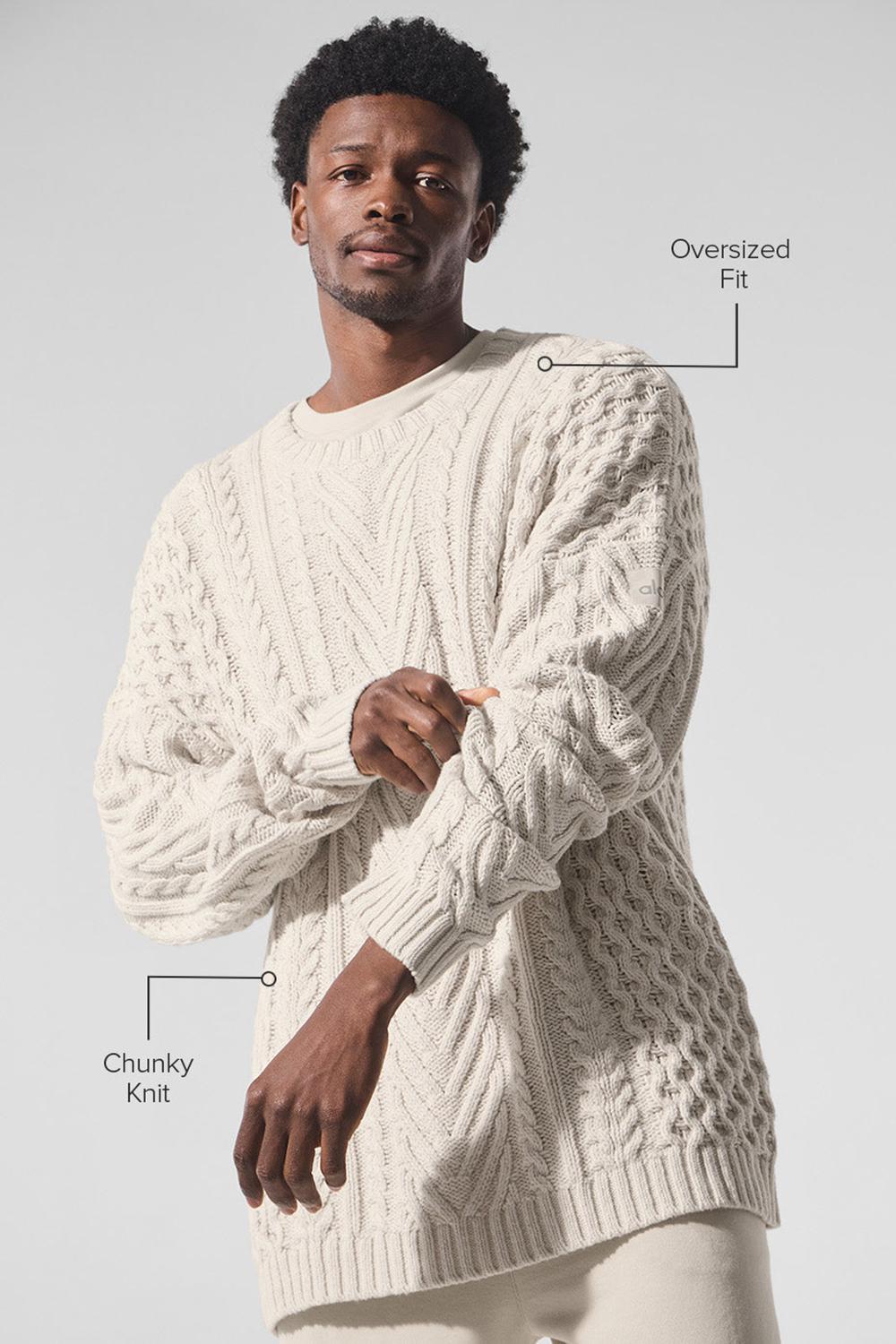 Alo Yoga Cable Knit Crew Neck Miesten Neulepuserot Bone | Suomi  4160-XCERD