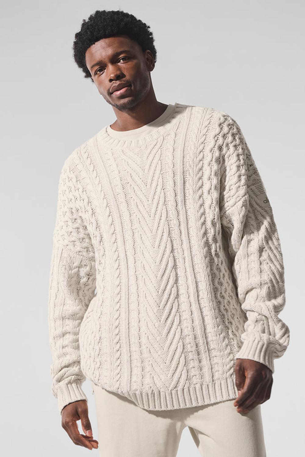 Alo Yoga Cable Knit Crew Neck Miesten Neulepuserot Bone | Suomi  4160-XCERD