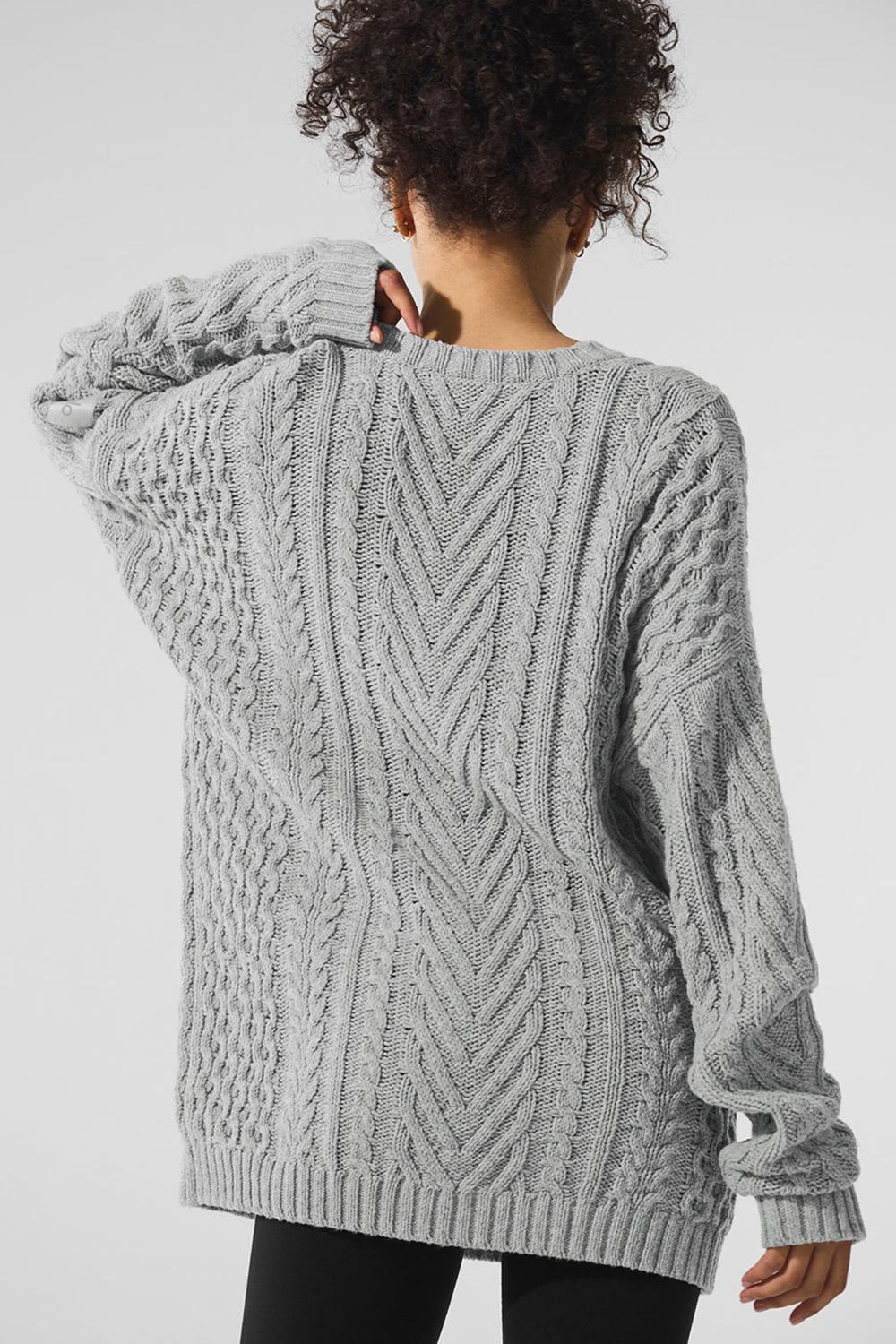 Alo Yoga Cable Knit Crew Neck Naisten Neulepuserot Harmaat | Suomi  9730-HTSIV