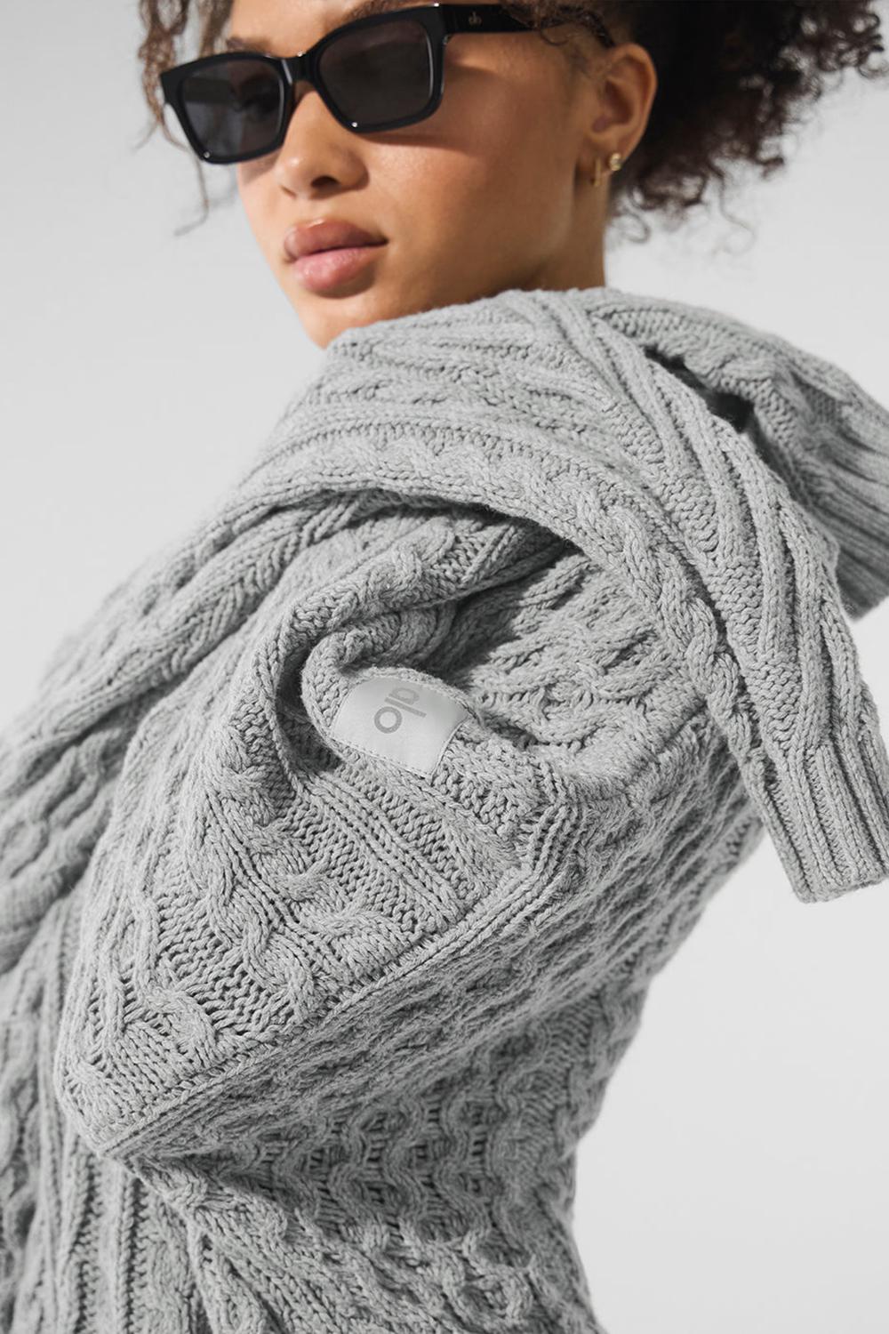 Alo Yoga Cable Knit Crew Neck Naisten Neulepuserot Harmaat | Suomi  9730-HTSIV