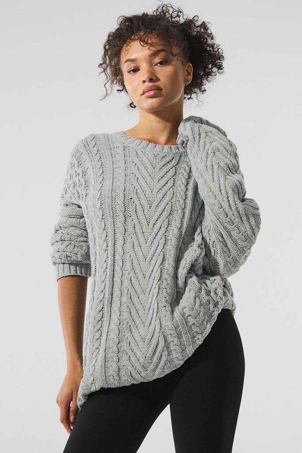 Alo Yoga Cable Knit Crew Neck Naisten Neulepuserot Harmaat | Suomi  9730-HTSIV