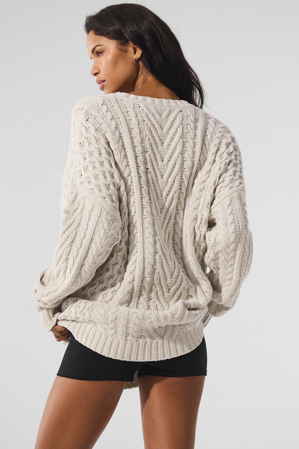 Alo Yoga Cable Knit Crew Neck Naisten Neulepuserot Bone | Suomi  9618-WDBYX