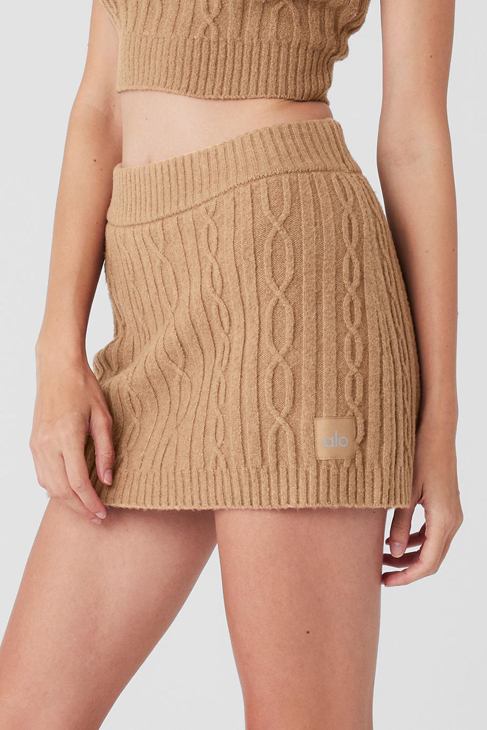 Alo Yoga Cable Knit Winter Bliss Mini Naisten Hameet Toasted Almond | Suomi  0791-WEGQI