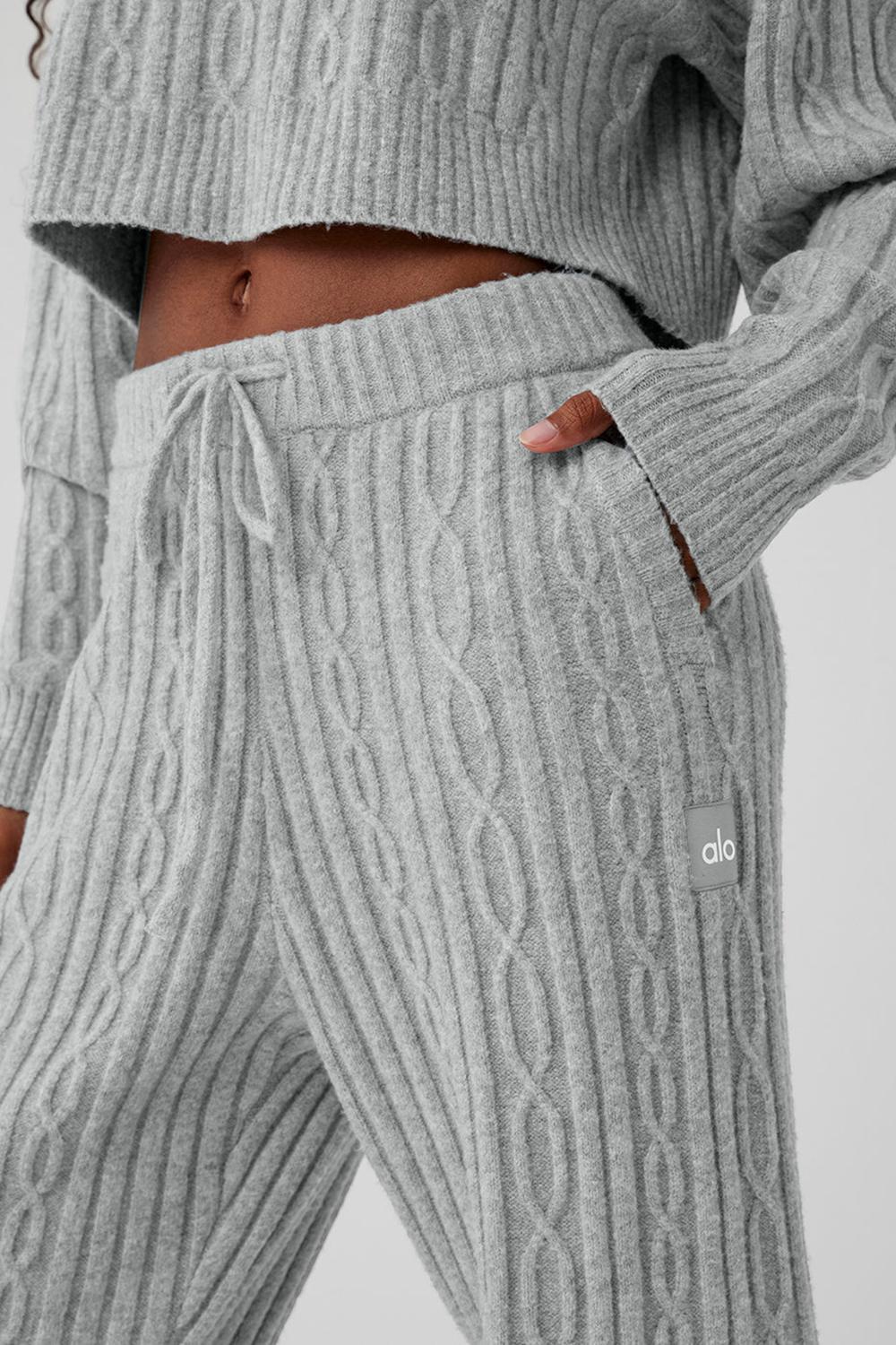 Alo Yoga Cable Knit Winter Bliss Naisten Housut Harmaat | Suomi  6504-RBWTN