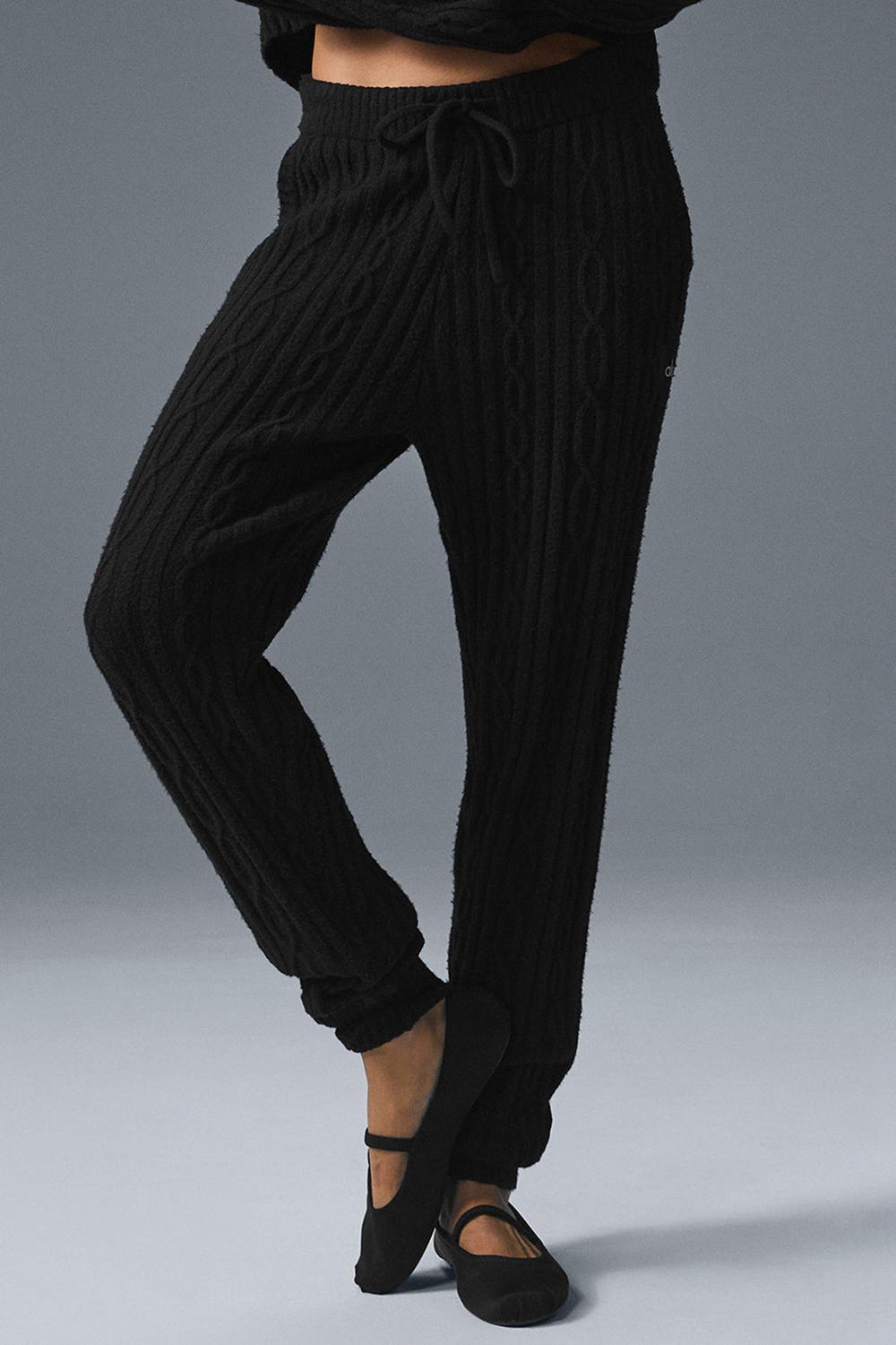 Alo Yoga Cable Knit Winter Bliss Naisten Housut Mustat | Suomi  9106-DZNHF