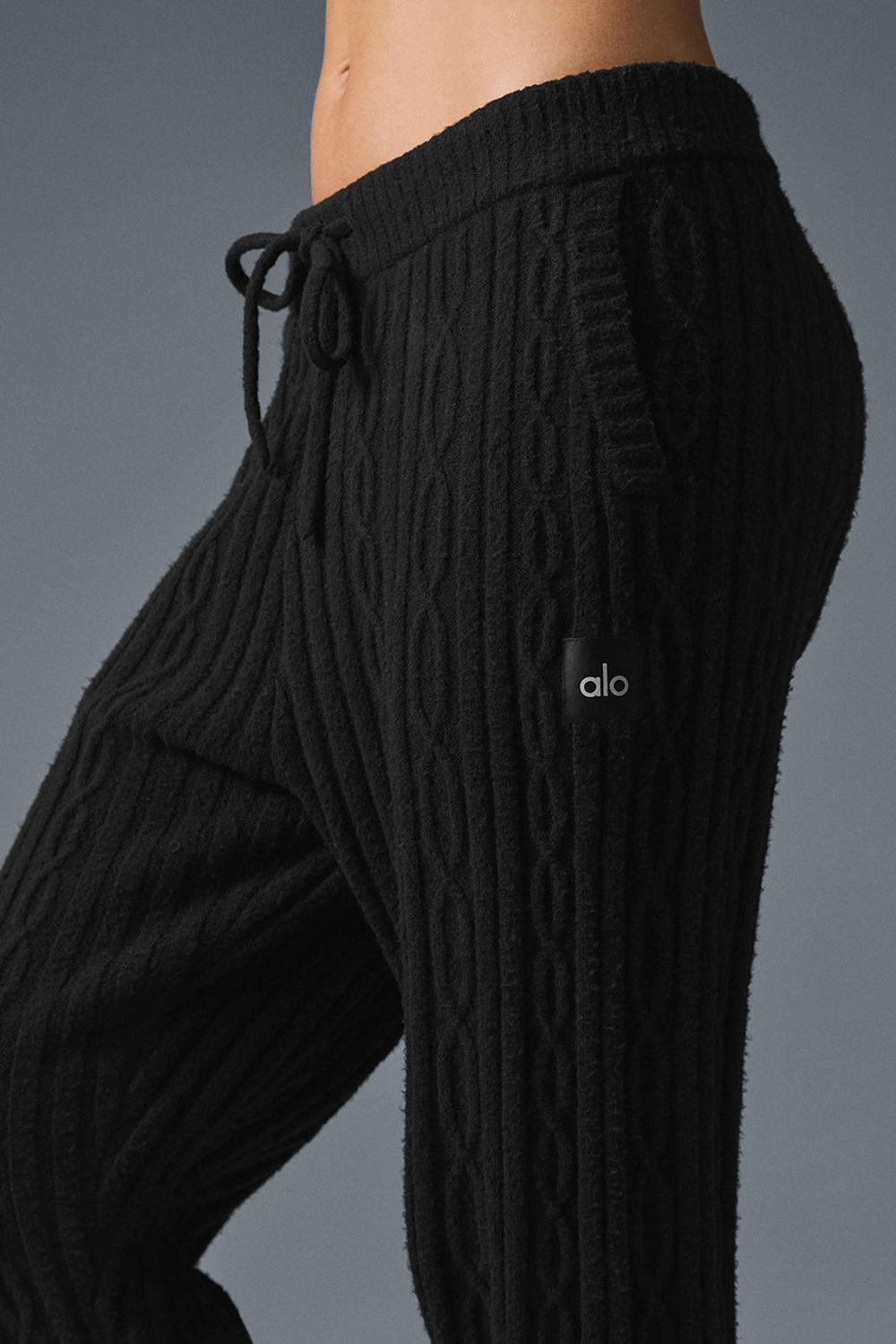 Alo Yoga Cable Knit Winter Bliss Naisten Housut Mustat | Suomi  9106-DZNHF