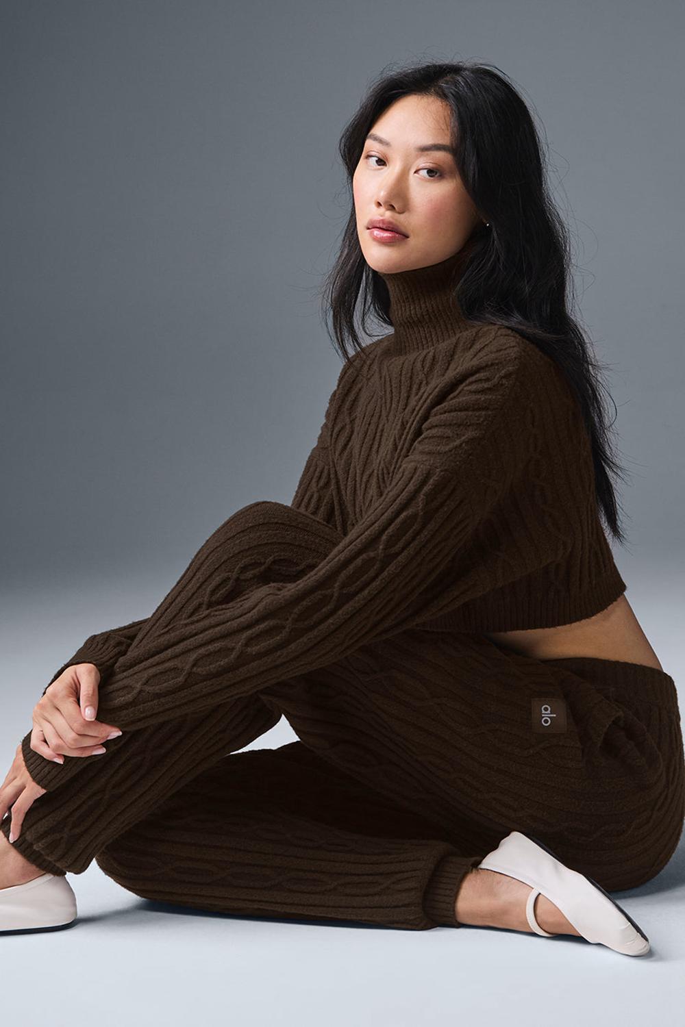 Alo Yoga Cable Knit Winter Bliss Naisten Housut Espresso | Suomi  5640-DJZEF