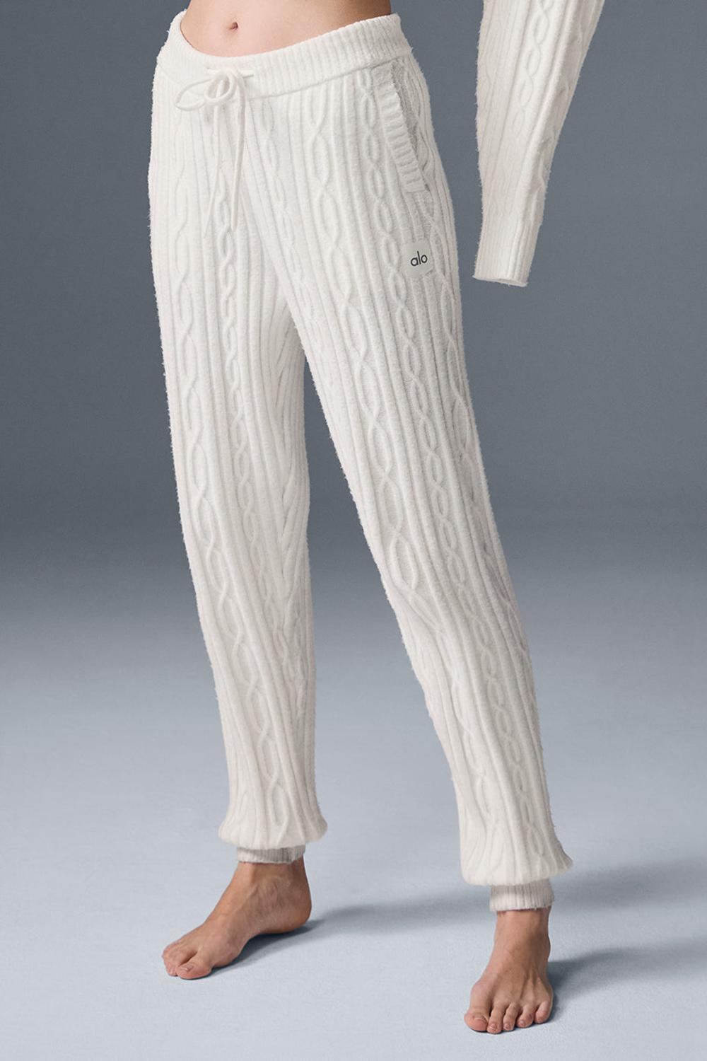 Alo Yoga Cable Knit Winter Bliss Naisten Housut Ivory | Suomi  3457-GTYLI
