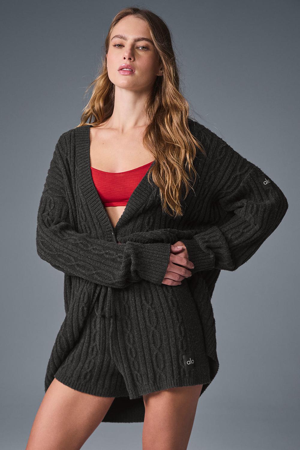 Alo Yoga Cable Knit Winter Bliss Naisten Neuletakki Tummanharmaat | Suomi  3296-WQCYE