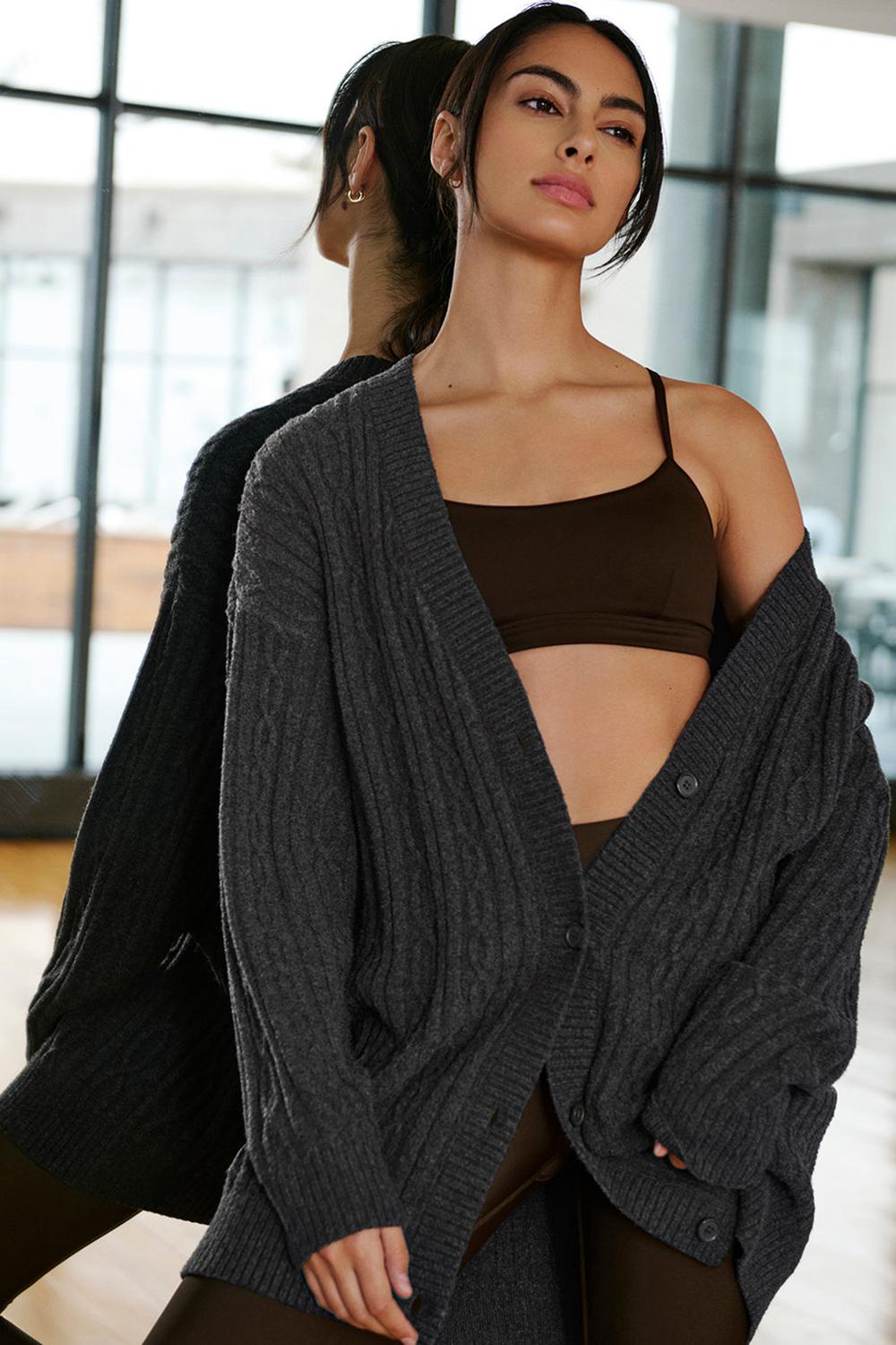 Alo Yoga Cable Knit Winter Bliss Naisten Neuletakki Tummanharmaat | Suomi  3296-WQCYE
