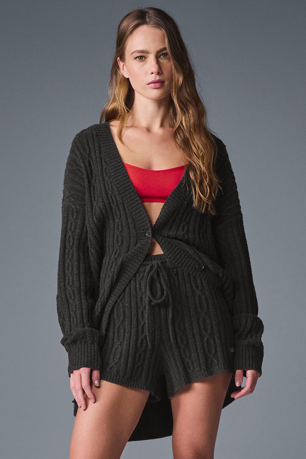 Alo Yoga Cable Knit Winter Bliss Naisten Neuletakki Tummanharmaat | Suomi  3296-WQCYE