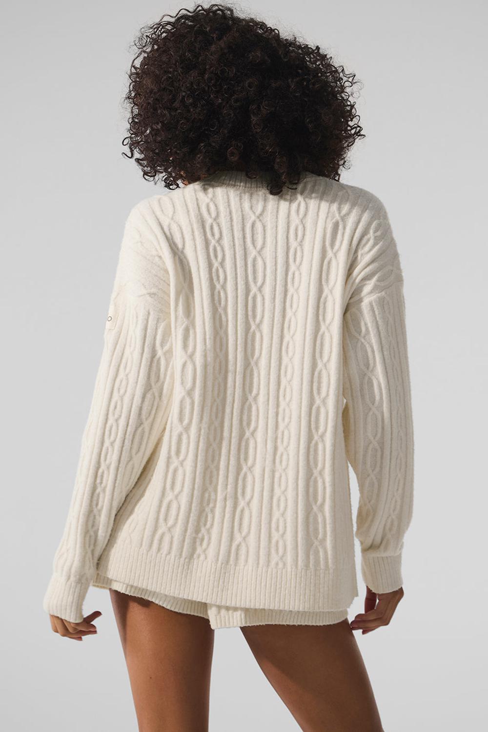 Alo Yoga Cable Knit Winter Bliss Naisten Neuletakki Ivory | Suomi  9014-TCNPF