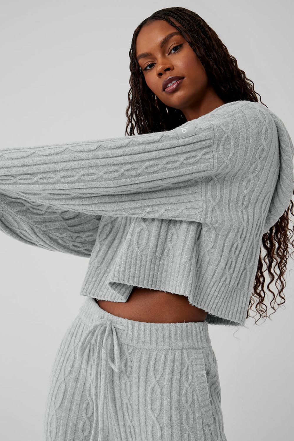 Alo Yoga Cable Knit Winter Bliss Naisten Huppari Harmaat | Suomi  1547-ABCHI