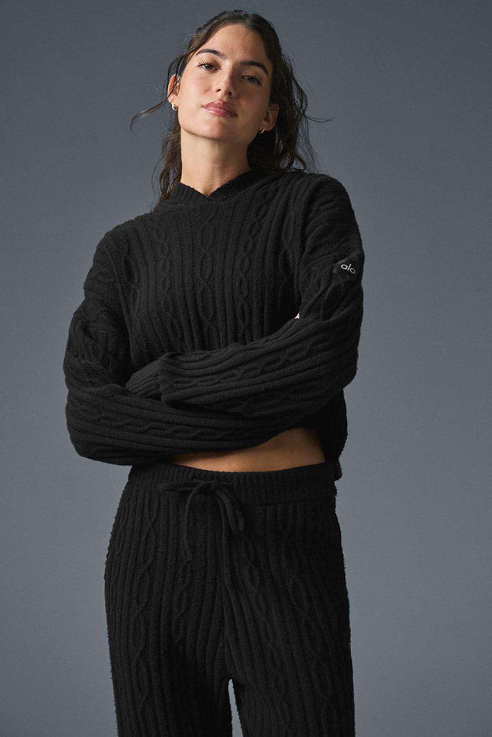 Alo Yoga Cable Knit Winter Bliss Naisten Huppari Mustat | Suomi  0819-SXFPW
