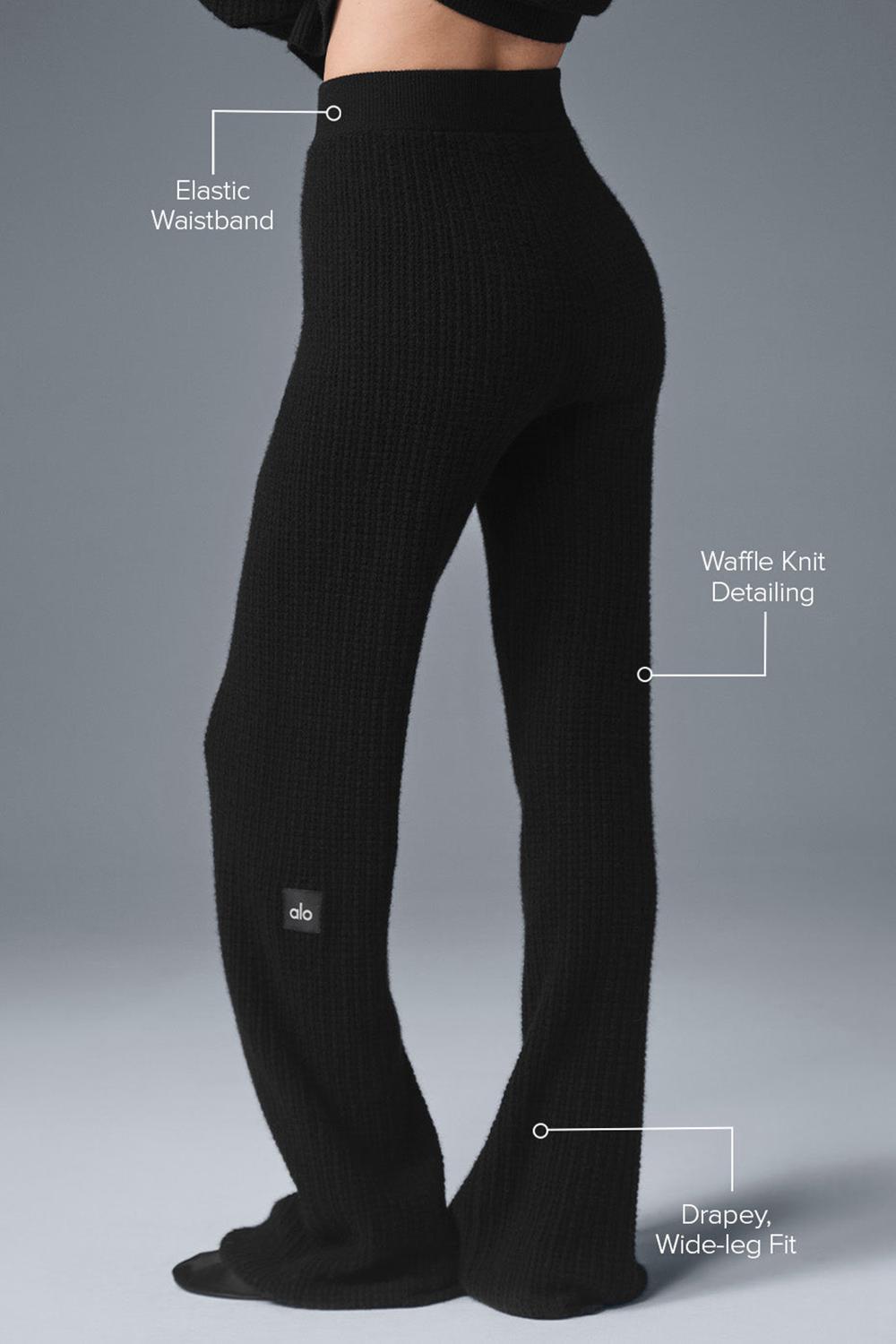 Alo Yoga Cashmere High-Waist Plush Waffle Naisten Housut Mustat | Suomi  2936-OQNXU