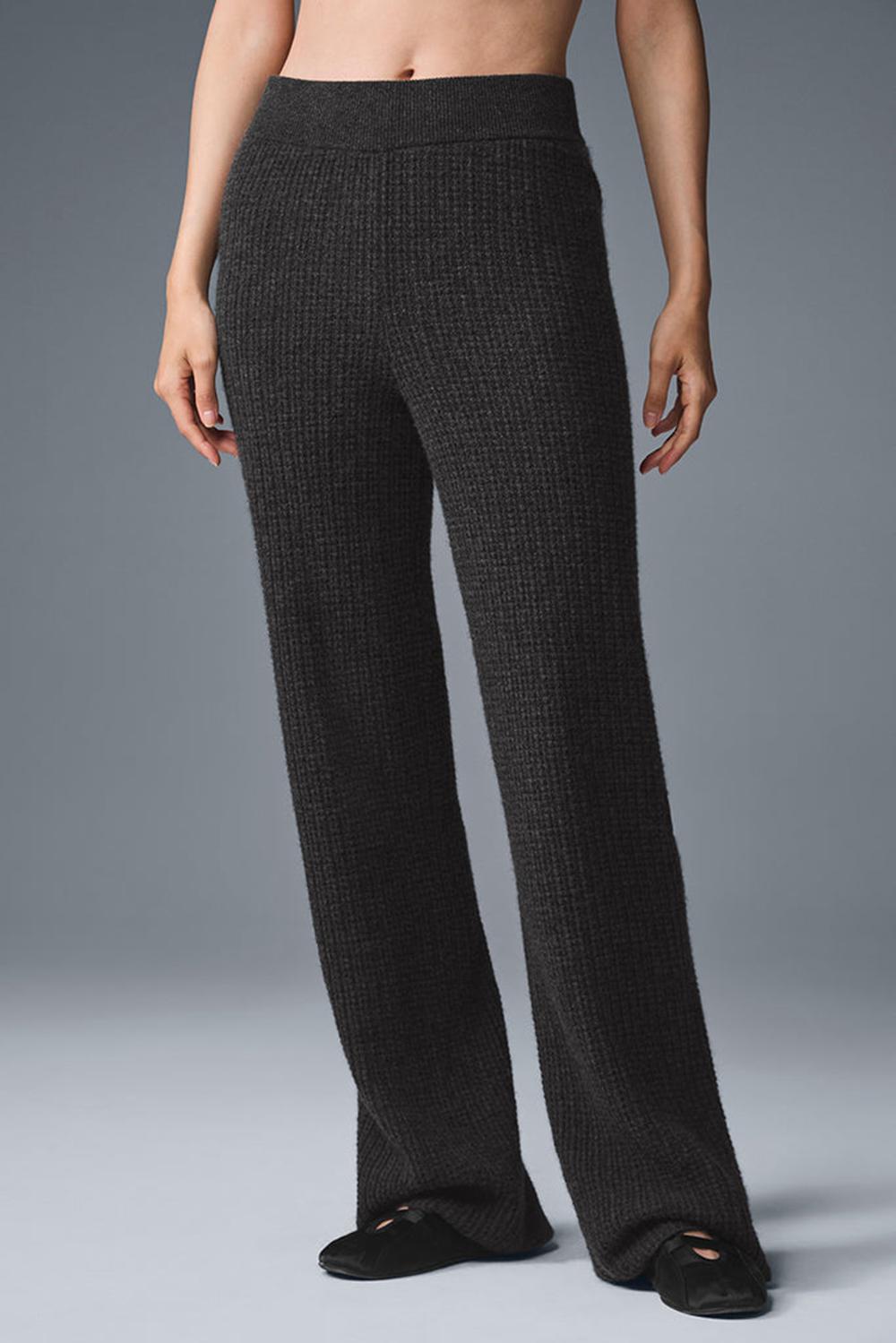 Alo Yoga Cashmere High-Waist Plush Waffle Naisten Housut Tummanharmaat | Suomi  3428-MDGVL