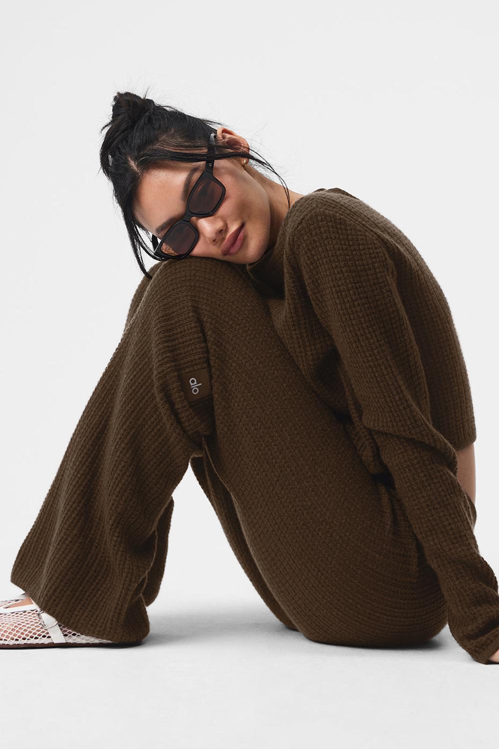 Alo Yoga Cashmere High-Waist Plush Waffle Naisten Housut Espresso | Suomi  5096-MWBQG