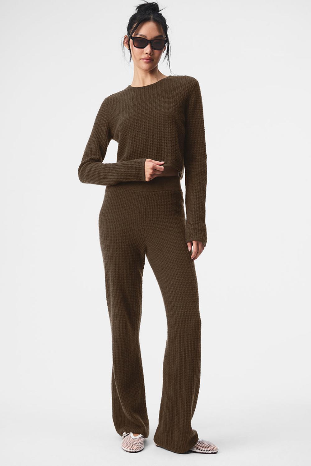 Alo Yoga Cashmere High-Waist Plush Waffle Naisten Housut Espresso | Suomi  5096-MWBQG