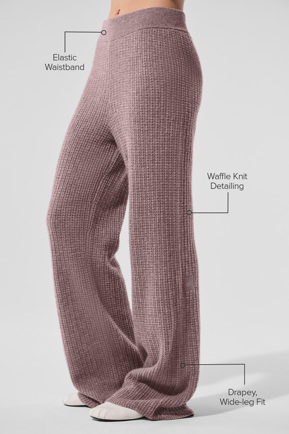 Alo Yoga Cashmere High-Waist Plush Waffle Naisten Housut Mushroom Heather | Suomi  2805-NJAWE