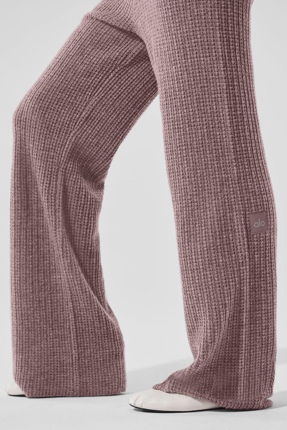 Alo Yoga Cashmere High-Waist Plush Waffle Naisten Housut Mushroom Heather | Suomi  2805-NJAWE