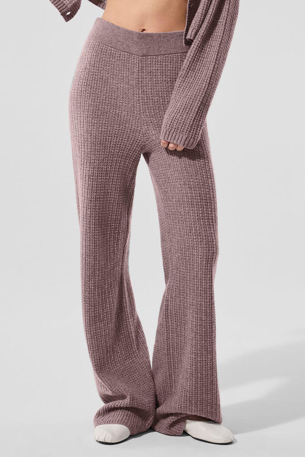 Alo Yoga Cashmere High-Waist Plush Waffle Naisten Housut Mushroom Heather | Suomi  2805-NJAWE